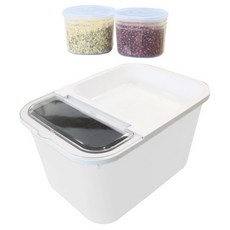 KAZT 防潮儲米桶 10kg+防潮雜糧盒 2入, 白色+藍色