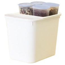 KAZT 防潮儲米桶 10kg+防潮雜糧盒 4入, 白色, 1組
