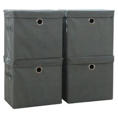 KAZT 簡易多用途空間盒 4p + 蓋子 4p, 灰色的, 1套