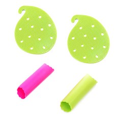 Loveox蔬菜清潔菜瓜布 2入+壓蒜器 2入, 隨機發貨, 1套