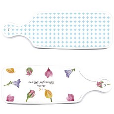 Roem Design 上菜板 2入 浪漫圖案花朵組, 浪漫圖案花朵, 圓形圖案粉藍色, 1套