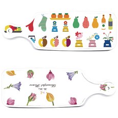 Roem Design 上菜砧板 2入 浪漫花紋花朵套組, 浪漫花紋花朵,創意水果, 1套