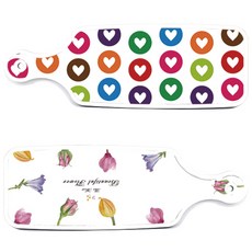 Roem Design 上菜砧板 2入 浪漫花卉圖案套組, 浪漫花卉圖案, 愛心圖案, 1套