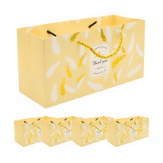 도나앤데코 금박 깃털쇼핑백, 옐로우, 5개