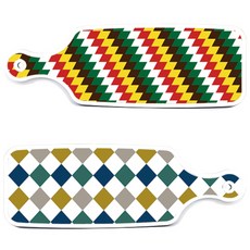 Roem 設計款上菜砧板 復古鑽石圖案板 + 5色鑽石圖案板, 混合顏色, 1套