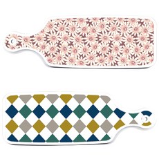 Roem 設計上菜砧板 復古鑽石圖案板 + 紫色花朵圖案板, 混合顏色, 1套