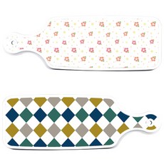 Roem 設計上菜板 復古鑽石圖案板 + 燻色牽牛花白板, 混合顏色, 1套