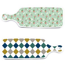 Roem 設計上菜砧板 復古鑽石圖案板 + 秘色櫻桃砧板, 混合顏色, 1套