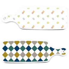 Roem 設計款上菜砧板 復古鑽石圖案板 + 拼圖板, 混合顏色, 1套