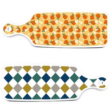 Roem 設計款上菜砧板 復古鑽石圖案板 + 柳橙蜜桃板, 混合顏色, 1套