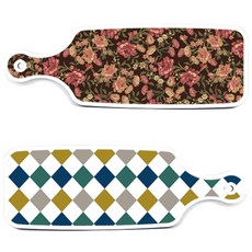 Roem 設計上菜砧板 復古鑽石圖案板 + 黑色花園藝術板, 混合顏色, 1套