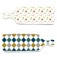 Roem 設計上菜砧板 復古鑽石圖案板 + 蘋果籽造型板, 混合顏色, 1套