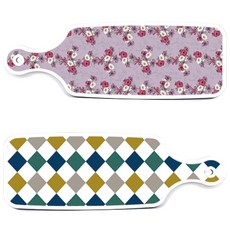 ROEM 設計上菜砧板 復古鑽石圖案板 + 碧藍色花朵板, 混合顏色, 1套