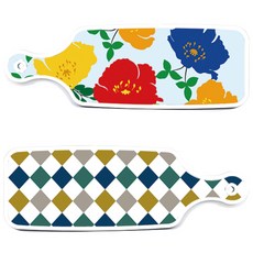Roem 設計上菜砧板 復古鑽石圖案板 + 菊花藍玉色板, 混合顏色, 1套