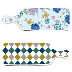 Roem Design 上菜板 復古鑽石圖案 + 浪漫藍色floral秘色, 1套