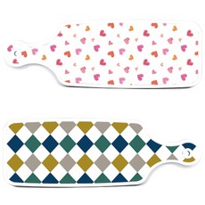 Roem 設計上菜砧板 復古鑽石圖案板 + 淺粉色愛心板, 混合顏色, 1套