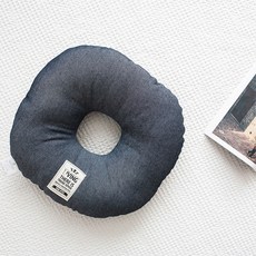 아카시아 힐링감성 데님도넛방석, 블루, 1개