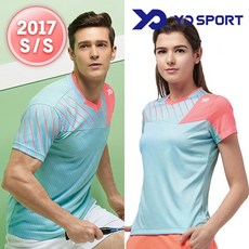 YD SPORT TS1707 8乒乓球高爾夫保齡球保健羽毛球服男女通用圓形T恤運動服TS1707SB（男款天藍）110