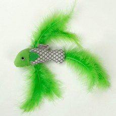 DrMini 고양이 CATNIP 피쉬 깃털 장난감 22 x 22 cm, 그린, 2개