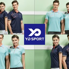 YD SPORT TS1717 1718羽毛球乒乓球保齡球網球服運動服男女通用領T恤TS1717SB（男款天藍色）100
