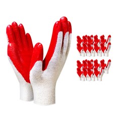 장갑이네 국산 촘촘 13G 반코팅장갑 M, 빨간, 20개입