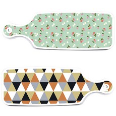 Roem Design 上菜砧板 2件組 橘色V形圖案套組, 橘色V形圖案, 青瓷櫻桃, 1套