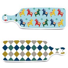 Roem Design 復古鑽石圖案上菜砧板 2件組, 復古鑽石圖案, 達拉木馬, 1套