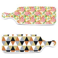 Roem Design 上菜砧板 2入 橘色V形圖案組, 橘色V形圖案, 精緻玫瑰藤, 1套