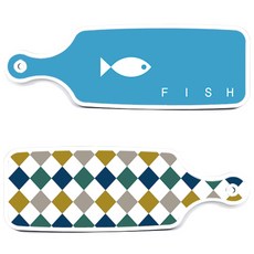 ROEM DESIGN 上菜砧板 2件組 復古鑽石圖案套組, 復古鑽石圖案, 魚藍色, 1套