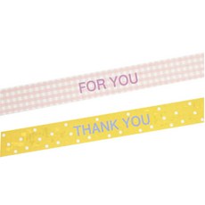 Hwangssinaedosirak 便當束帶貼紙 格紋 For You粉紅 36p + 圓點 Thank You黃色 36p, 混合顏色, 1套