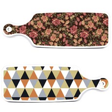 Roem Design 上菜砧板 2件組 橘色雪佛龍圖案組合, 橘色雪佛龍圖案, 黑色花園藝術, 1套