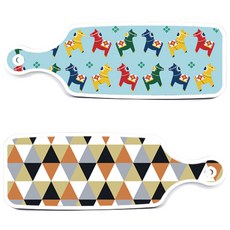 Roem Design 上菜砧板 2件組 橘色雪佛龍圖案套裝, 橘色雪佛龍圖案, 達拉木馬, 1套