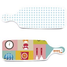 Roem Design 盛菜砧板 2入 廚房圖案組, 廚房圖案, 圓形圖案粉彩藍, 1套