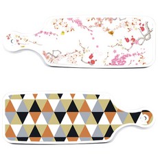 ROEM DESIGN 上菜砧板 2件組 橙色V形圖案套組, 橙色V形圖案, 浪漫胭脂紅floral, 1套