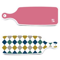 Roem Design 復古鑽石圖案上菜砧板 2件組, 復古鑽石圖案, 粉紅色, 1套