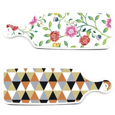Loem Design 上菜砧板 2件組 橙色V形花紋套組, 橙色V形花紋, 浪漫玫瑰, 1套