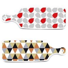 Roem Design 上菜砧板 2件組 橘色雪佛龍圖案套組, 橘色雪佛龍圖案, 紅綠落葉, 1套