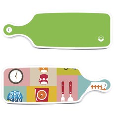 Roem Design 上菜砧板 2入 廚房圖案組, 廚房圖案, 淺綠色, 1套