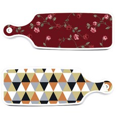 Roem Design 上菜砧板 2件組 橙色雪佛龍圖案套組, 橙色雪佛龍圖案, 玫瑰紅色, 1套