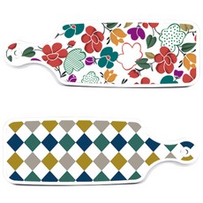 Roem Design 復古鑽石圖案上菜砧板 2件組, 復古鑽石圖案, floral 木蘭混合, 1套