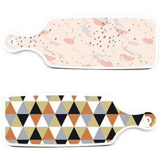 羅恩設計 上菜砧板 橘色雪佛龍圖案 2件套組, 橘色雪佛龍圖案, 圖案印花, 1套