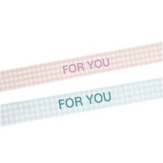 FOR YOU格紋印花長條貼紙 粉色 36入+藍色 36入, 混合顏色, 1套