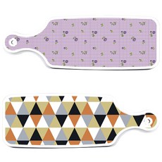 Roem Design 上菜砧板 2件組 橘色V形圖案套組, 橘色V形圖案, 紫色花朵格紋, 1套