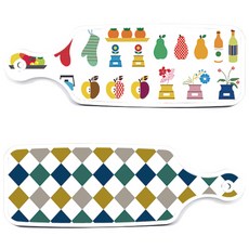 蘿艾設計 上菜砧板 2p 復古鑽石圖案套組, 復古鑽石圖案, 水果圖案, 1套