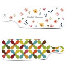 Roem Design 花卉圖案上菜砧板 2件組, 花卉圖案, 粉彩花卉圖案, 1套