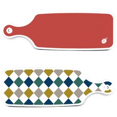 Roem Design 上菜砧板 2件組 復古鑽石圖案套組, 復古鑽石圖案, 紅色, 1套