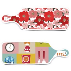 Roem Design 上菜砧板 2件組 廚房圖案套組, 廚房圖案, 紅色山茶花, 1套