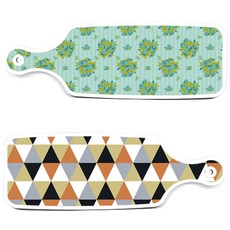 Roem Design 上菜砧板 2入 橘色V形圖案組, 橘色V形圖案, 玉色藤蔓玫瑰, 1套
