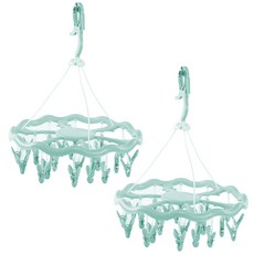 마켓감성 다용도 24집게 빨래 건조대 그린, 2개