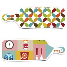 ROEM DESIGN 上菜砧板 2件組 廚房圖案套組, 廚房圖案, 花卉圖案, 1套